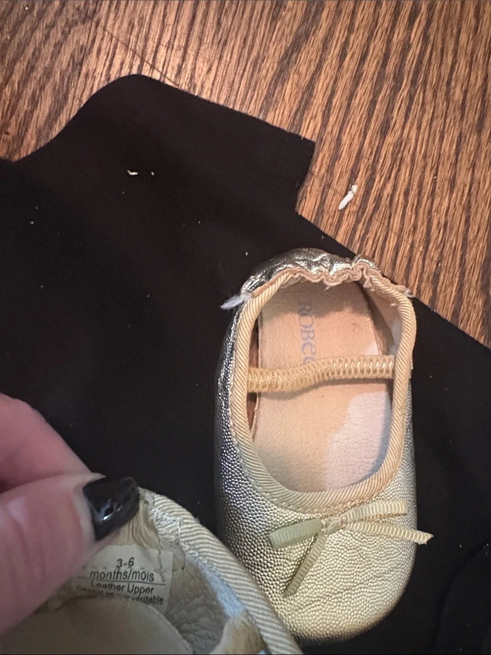 Robeez Metallic Gold Baby Ballet Flats with Bow Detail